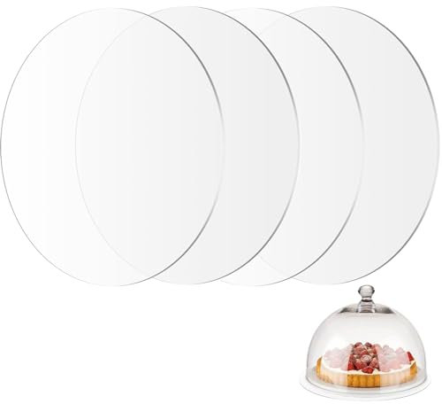 GOYADA 4 Pcs 30cm Round Acrylic Sheet, 12 Inch Clear Circular Blanks, 2mm Thick Transparent Plastic Discs for DIY Crafts and Projects