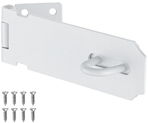 JQK Door Hasp Latch Lock, 5 Inch 304 Stainless Steel Safety Packlock Clasp Thickness 1.9 mm, Matte White, DL130-WH