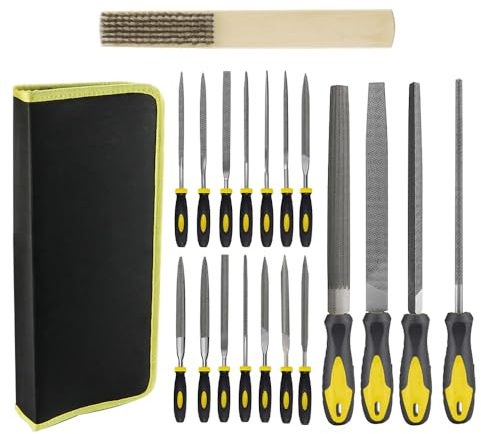 Set di Lime 19Pcs, 14 Mini Lime ad Ago e 4 File di Grandi, Set di Lime e Raspe per Metallo Legno di Acciaio al Carbonio, Lime Set per Lavorazione del Metallo Includere Lime Piatte, ecc.