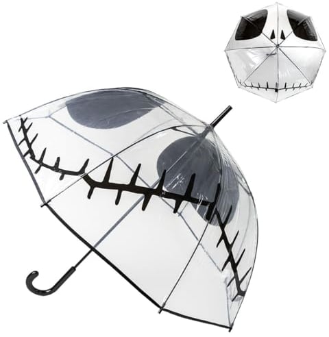 Regenschirm Nightmare Before Christmas für Erwachsene, schwarz und weiß, manuelle Öffnung, Design Jack Skellington, Originalprodukt, entworfen in Spanien, Schwarz/Weiß, Mediana, gruselig