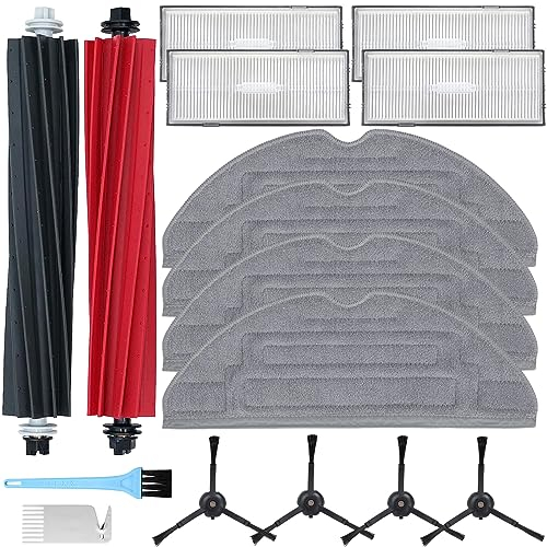 AiLomey Kit d'accessoires pour Roborock S8 Pro Ultra, Pièces de Rechange pour Roborock S8 / S8 Plus, 2 Brosses Principales, 4 Filtres, 4 Serpillières, 4 Brosses Latérales
