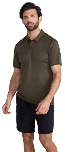 Mountain Warehouse Endurance IsoCool Mens Polo - UV Protection Top, Sweat Wicking T-Shirt, Breathable Tee Shirt - for Spring Summer, Running, Hiking & Outdoors Dark Khaki S