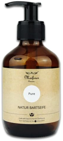 Meißner Tremonia - 200ml Bartseife Pure - Bartshampoo ohne künstliche Zusatzstoffe - veganes Bartshampoo für Männer mit Bio-Olivenöl für intensive Pflege - Für die tägliche Bartpflege