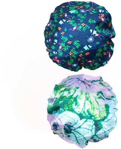 G2PLUS 2PCS Large Shower Cap for Long Hair, 32CM Green Hair Caps for Girls and Women, Reusable Elastic Bath Caps for Girls Spa Home Use