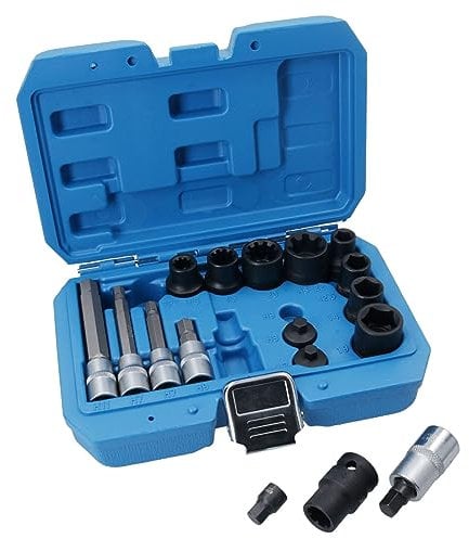 AB Tools 17pc Brake Caliper Socket and Bit Master Set Hex Pentagon Brake Pad Removal