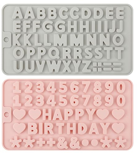 Vanyibro 2 pcs Alphabet Silicone Mould Set,Creative Candy and Chocolate Letter Molds, Perfect for DIY Baking, Cake Decoration & Fondant Fun