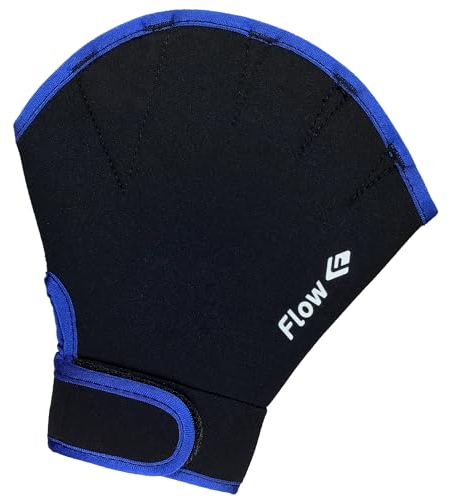 Flow Schwimm-Widerstandshandschuhe, gewebte Handschuhe für Wassergymnastik, Aquat-Fitness und Schwimmtraining (Schwarz/Blau, Größe XL)