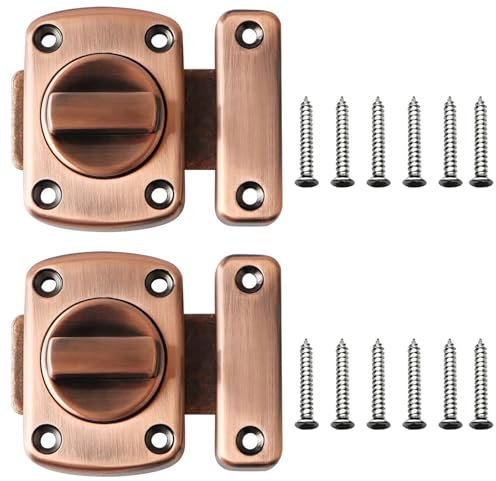 2 Pack Rotate Door Bolts for Internal Doors Bathroom Door Lock Door Latch Stainless Steel Toilet Door Lock Applicable to Various Doors Red Bronze