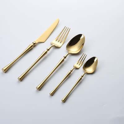 Geschirr, Besteck, Edelstahl, Besteck, Löffel und Gabel, Reisebesteck, Gold, Besteck-Set, 30-teilig, Tafelservice (Gold)