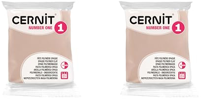 CERNIT CE9056425AMZC - Un lot de 2 Pains de Pâte Polymère NUMBER ONE - Pâte à Modeler à Cuire - Couleur Rose Beige - 2 Blocs de 56 g