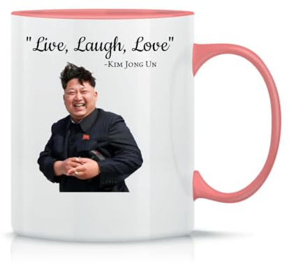 Moonai Kim Jong Un Live Laugh Love Klassische Keramik-Kaffeetasse Weiß Schwarz Rosa Magisch 330ml
