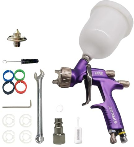 LVLP Gravity Feed Air Spray Gun 600CC Cup Paint Sprayer for Car Primer,Furniture Surface Spraying,Wall Painting Fencing and Decking (Purple)