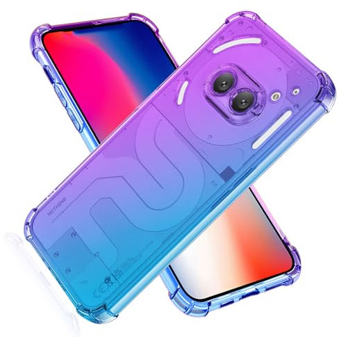 SEAHAI Funda para Nothing Phone (2a)/Nothing Phone (2a) Plus, Gradiente Vistoso Transparente Cristal TPU Carcasa Estuche, Antigolpes Case de Ultradelgado Suave Silicona Bumper, Morado/Azul