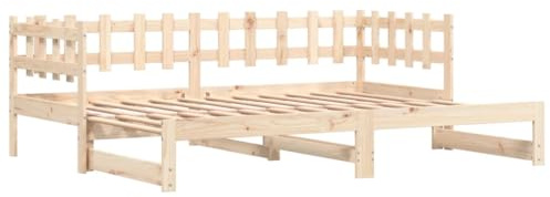 ZQQLVOO Bed Frame Lattenrost Palettenbett Bodenbett Tagesbett Ausziehbar 2X(90x200) cm Massivholz Kiefer