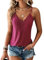 Haibang Camiseta Sin Mangas Mujer Verano Cuello en V Top de Encaje Sexy Holgado Camisetas Tirantes Elegante Tank Top Suave Transpirable Malla Chalecos Top Lencero Informal Encaje Blusas