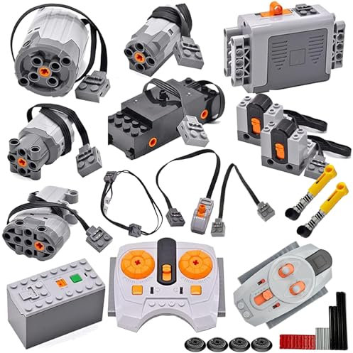 SEEMEY 34-teiliges Power-Funktions-Set, Motorbatterie, Infrarot-Fernbedienung, Empfänger, Zug, einstellbare Geschwindigkeit, Technik-Motorteile, kompatibel mit den Hauptmarken