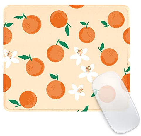 Ksriylm Funny Cute Peach Flower Fruit Mouse Pad,Office Home Premium-Textured Mouse Mat Design,Waterproof Mouse pad,Non-Slip Rubber Base Computer Mouse Pads for Wireless Mouse,Orange with Green Leaves