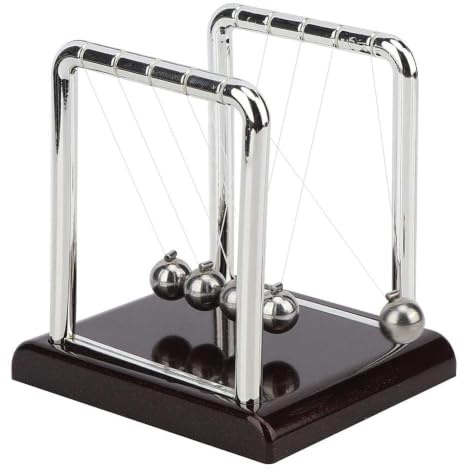 LetCart Newton Pendel, Klassisches Newton Kugelstoßpendel, Quadratische Form Balance Pendel Ball Spielzeug Home Office Schreibtisch Tisch Ornament Geschenk (L)