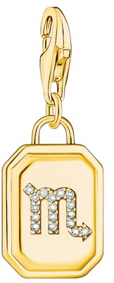 THOMAS SABO Charm-Anhänger Sternzeichen Skorpion mit Steinen vergoldet 925 Sterlingsilber, 750 Gelbgold Vergoldung