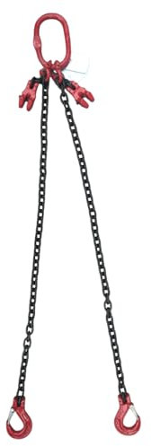 2-Strang Kettengehänge 8mm nach EN 818-4 hochfest und geprüft Tragfähigkeit: 2t Beschlagteile nach EN 1677-2 schwarz lackierte Kette Güteklasse 8 Länge:1m mit Verkürzungsklaue