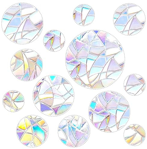 39 Stück Prisma-Fensteraufkleber, Runde Suncatcher-Sticker für Fenster | PVC Anti-Kollisions-Aufkleber, Vogelschutz, Regenbogen-Fensterfolie, Dekoration für Türfenster, Esszimmer, Schlafzimmer