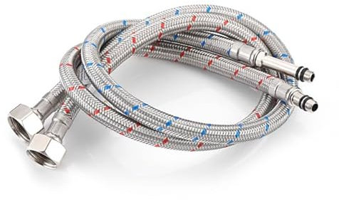 Home Range 600mm 2 Pipes M8 x 1/2 |4 Lengths| Flexible Pipe Tap Connector Stainless Steel, Hose Kitchen/Basin Isolator Valve WRAS Approved Braided Pipe for Bathroom Rust-Free Corrosion Resistant