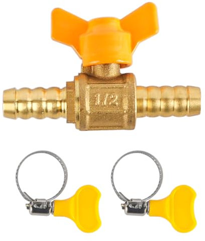 Ieron 2-Wege-Kugelhahn, Messinganschluss, 11 mm Kugelhahn für Schlauch-ID 10 mm-11 mm, Wasser-, Luft- und Gasventil für Sanitär-, Gartenschlauch-Bewässerungssystem