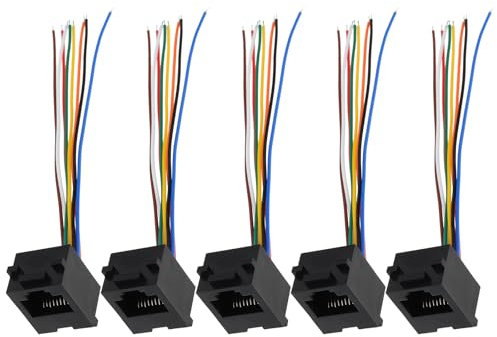 ECSiNG 5 Pezzi RJ45 Adattatore Telefonico Cavo Filo 8P8C RJ45 Presa Cablata Adatto Per Telefono Fax Macchina Citofono Campanello Videocitofono 10 Cm