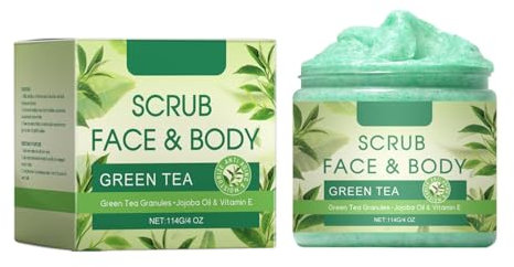 Körperpeeling Grüner Tee Body Scrub Peeling 500ml Gesicht Peeling Feuchtigkeitsspendend Eingewachsene Haare Körner Totes Meer Salz Dead Skin removal Frauen Männer (Grün, 2 Grün Stück)