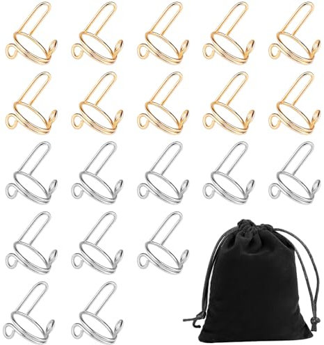 20 Stück Nail Rings Wiederverwendbar Nagel Ring Einstellbar Nagelringe Fingernagel Öffnungsring Wird mit 1 Schwarzen Aufbewahrungstasche Geliefert Geeignet für Acrylnägel (Gold Silber)