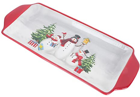 Cabilock Piatto da Portata Binaurale in Ceramica per Natale per Pizza Pane Snack per Feste di Natale