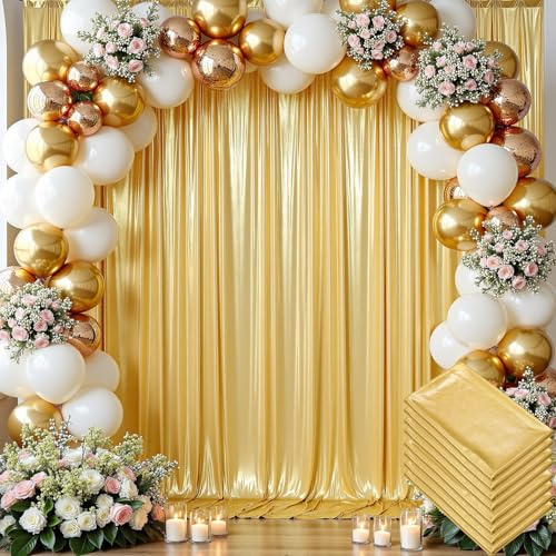 Faltenfreier, goldfarbener Pailletten-Hintergrundvorhang für Partys, dick, glitzernd, Hochzeitshintergrund, 8 Paneele, 1,5 x 3 m, schimmerndes Fotohintergrund, für Abschlussfeier, Fotografie