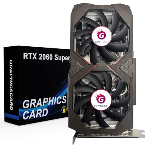 GPVHOSO RTX 2060 Super 8GB Scheda grafica 256Bit GDDR6 Scheda video con Ray Tracing, doppia ventola, PCI Express x 16 3.0 HDMI Display Port DVI, supporta fino a 8K per lavoro creativo PC Gaming Office