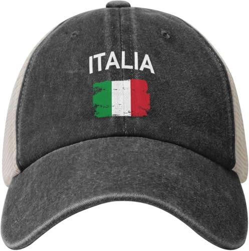 GQWJKSZ Lustige Italia Italienische Italien Flagge Geschenke Cowboy Hut Männer Vintage Mesh Baseball Cap Frauen Trucker Hut Sonnenhut