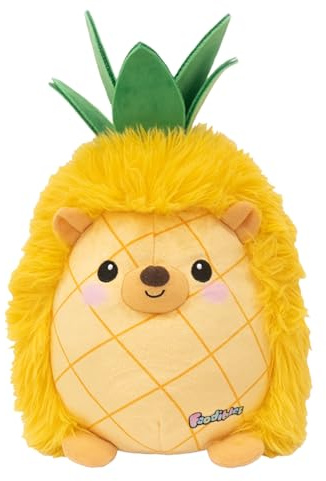 FOODIBLES Pineapple Hedgehog soft cuddly plush toy, this stuffed animal toy is a 20cm tall teddy bear, Yellow