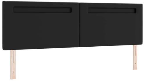 vidaXL Headboard with LED Strip Lights Wall-mounted Black 180 cm PVC, Sleek Bedroom Headboard, Rectangular, Height-Adjustable, Durable, LED Wall-Mounted Design, Modern Home Furnishings, Versatile