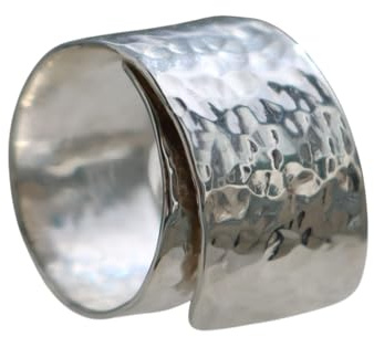 Breiter Offener Bandring – Gehämmerter 925 Silberring – Damenring Handgeschmiedet – Statement Ring – Verstellbar – Geschenk für Sie | RG: