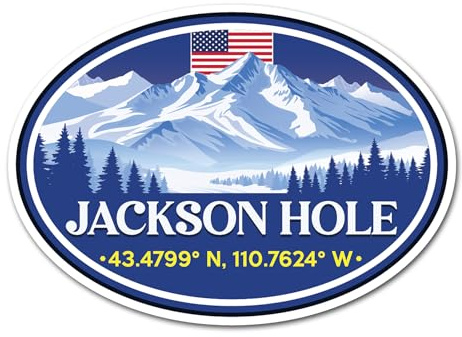 Jackson Hole 2 Stück 10 cm Vinyl Aufkleber - Amerika USA Skigebiet Snowboard Berge Reise Urlaub Location Aufkleber für Scrapbooking #83538