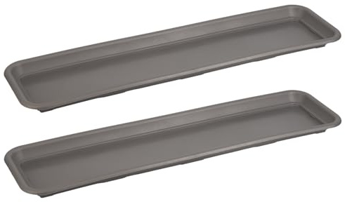 Tymar Blumenkasten untersetzer rechteckig, Blumenuntersetzer 60 cm, 2-er Set, Pflanzenuntersetzer für Pflanzkasten, Blumentopf & Pflanzkübel_Natura (Anthrazit)