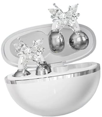 Yunmeryker Clip On Kopfhörer Open Earbuds mit Schmuck Schleife Ohrhörer Abnehmbare Kopfhörer Ohrschmuck Ergonomisch für Frauen für Partys Büro Tägliche Einsätze, Weiß