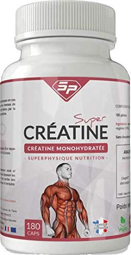 SUPER CRÉATINE DE HAUTE QUALITÉ • 180 gélules 100% créatine • MADE IN FRANCE • Pour 1 MOIS • SuperPhysique Nutrition