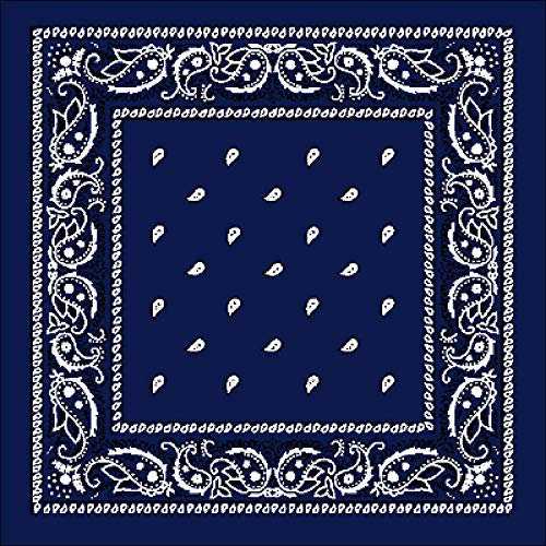 WedDecor Navy Blue Bandana For Men Women Cotton Unisex Paisley Head Scarf Wide Headband Fashion Accessory for Riding, Motorcycling, Hiking, Fishing, Outdoor Activities, 54cm