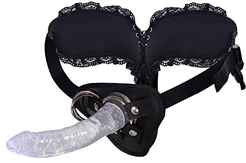 Godemichet Ceinture Réglable Stap avec Godemichet pour Les Couples et Les Lesbien Strap-On Harnais Godemichet Réaliste Sex Toys pour la Masturbation des Femmes (Transparent)