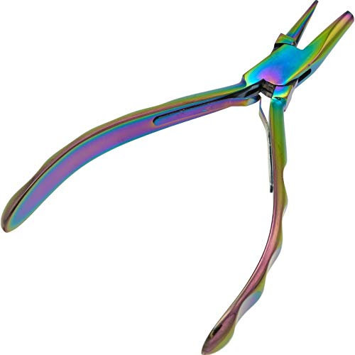 The Beadsmith Chroma Series Round Concave Pliers, 5.5 (140mm) w/Hardened Stainless-steel Head, Rainbow Titanium Coating, Contoured Comfort Grip Handle and Double-leaf Spring, Tool for Jewelry Making