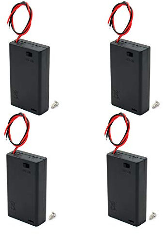 4 Pack 3AAA 3X 1.5V (4.5V) Battery Holder with ON/Off Switch Battery Holder Case with Wire Leads Screw Cap Case Back Cover Battery Spring Clip