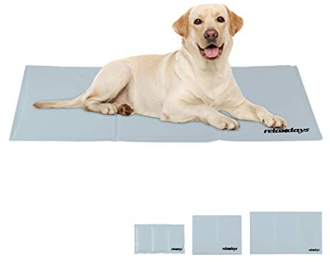 Relaxdays Kühlmatte Hund, selbstkühlend, abwischbar, robust, mit Gel, Kühldecke für Tiere, Kältedecke 60 x 100 cm, grau