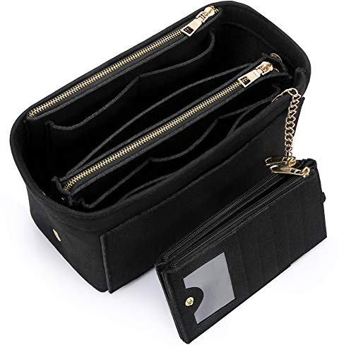 HyFanStr Feltro Organizer da Borsa Donna con Porta Carte Credito, Borsa di pannolini, Organizzatore Interno Purse Nero Medio