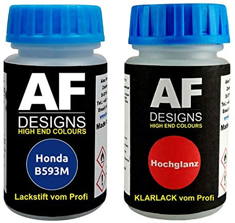 Lackstift für Honda B593M New Sporty Blue Metallic + Klarlack je 50ml Autolack Basislack Set