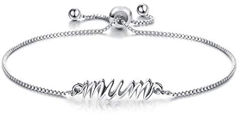 Yaomiao Bracelet Mum Bracelet pour Maman à Breloques en Argent Bracelet en Acier Inoxydable pour Femme Cube Réglable pour Cadeaux d'Anniversaire pour Maman