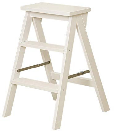 MTYLX Outdoor Home Escabeau Double Usage, Échelle Chaise Multifonction Tabouret 3 Escabeau, Bois, 60 Cm de Haut, 2 Couleurs,Blanc